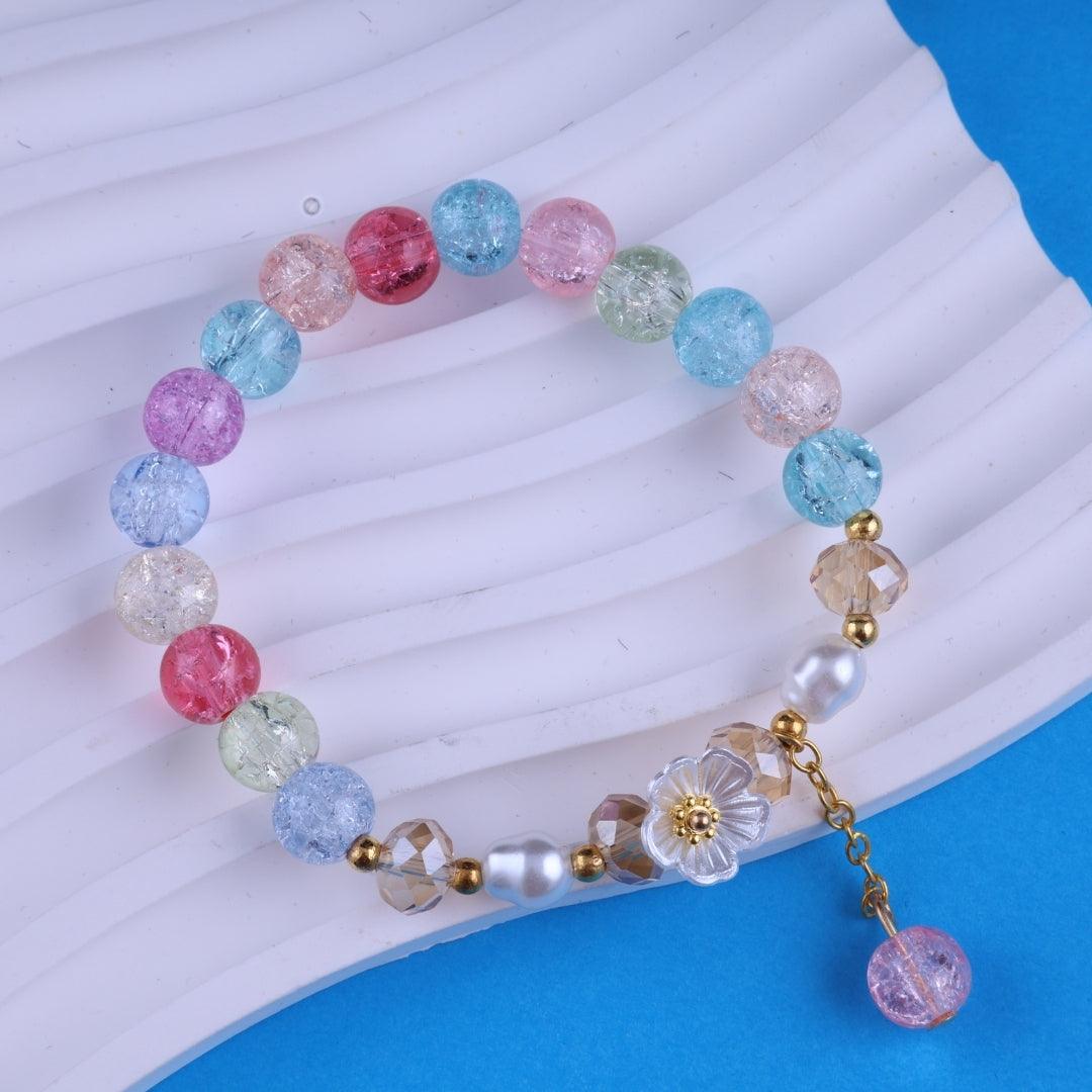 Rainbow Crystal Flower Bracelet