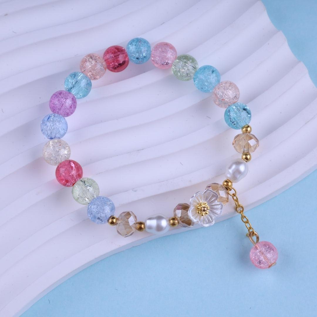 Rainbow Crystal Flower Bracelet