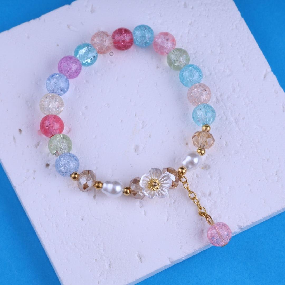 Rainbow Crystal Flower Bracelet