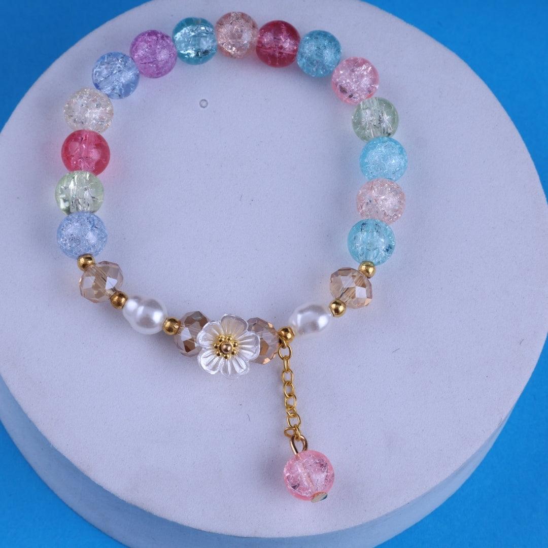 Rainbow Crystal Flower Bracelet