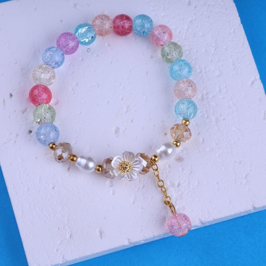 Rainbow Crystal Flower Bracelet