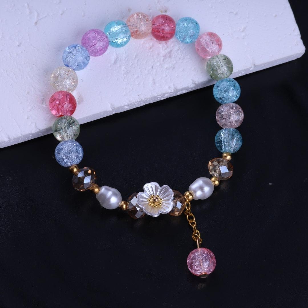 Rainbow Crystal Flower Bracelet