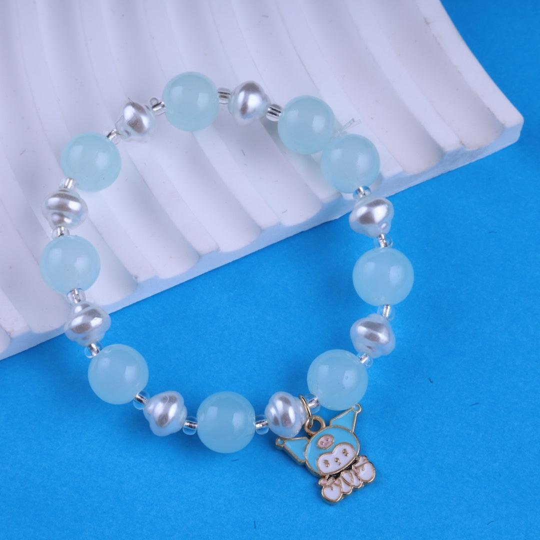 Aqua Beaded Charm Bracelet