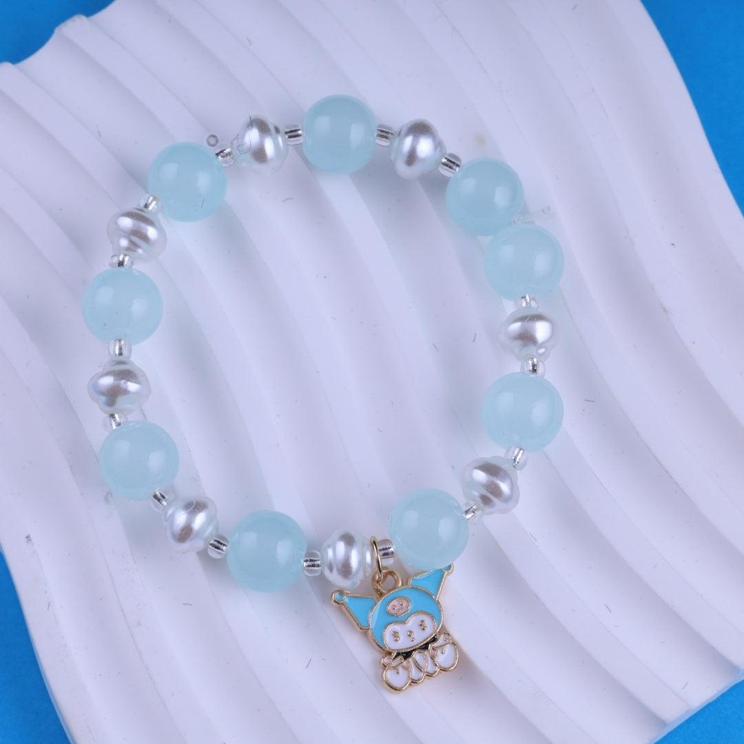 Aqua Beaded Charm Bracelet