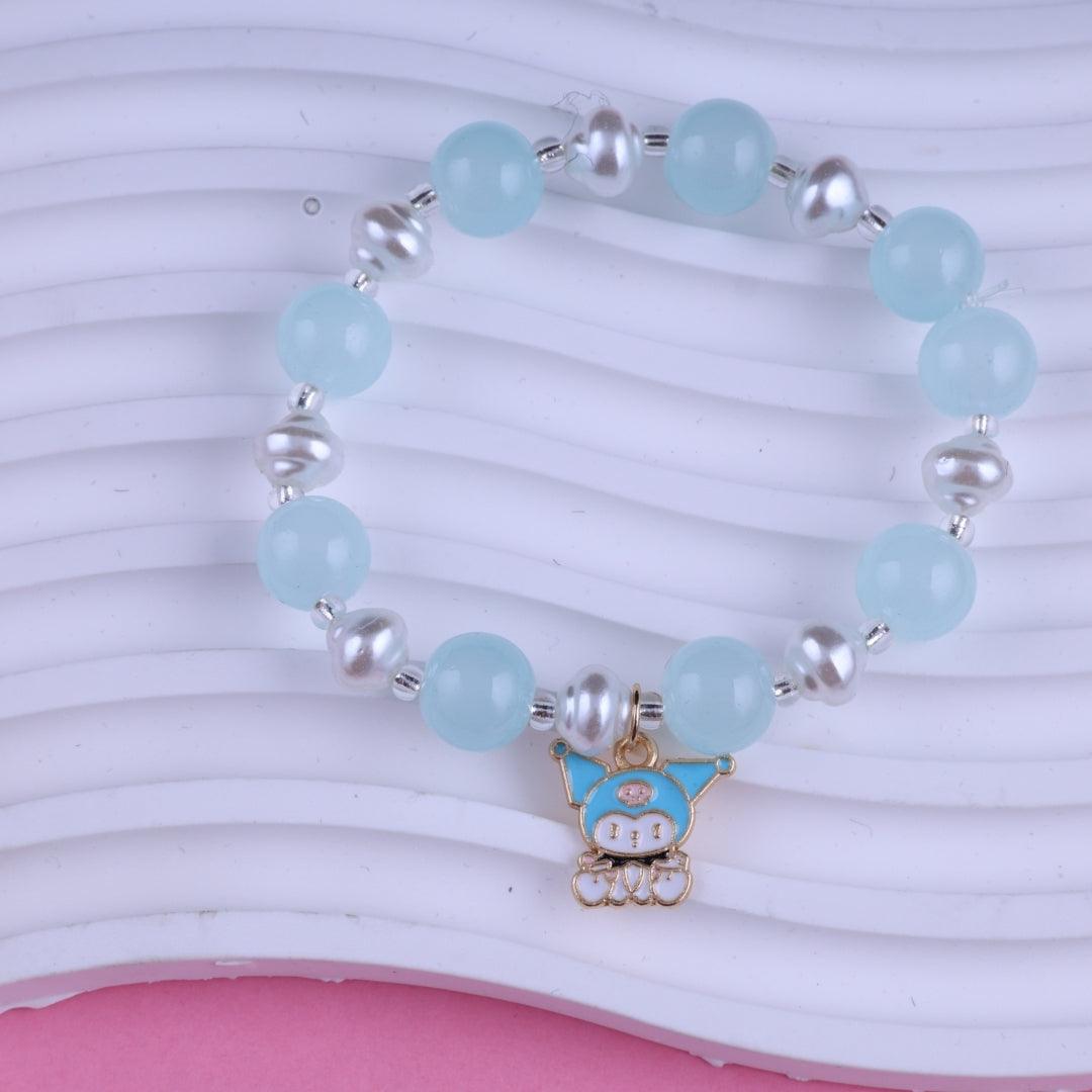 Aqua Beaded Charm Bracelet