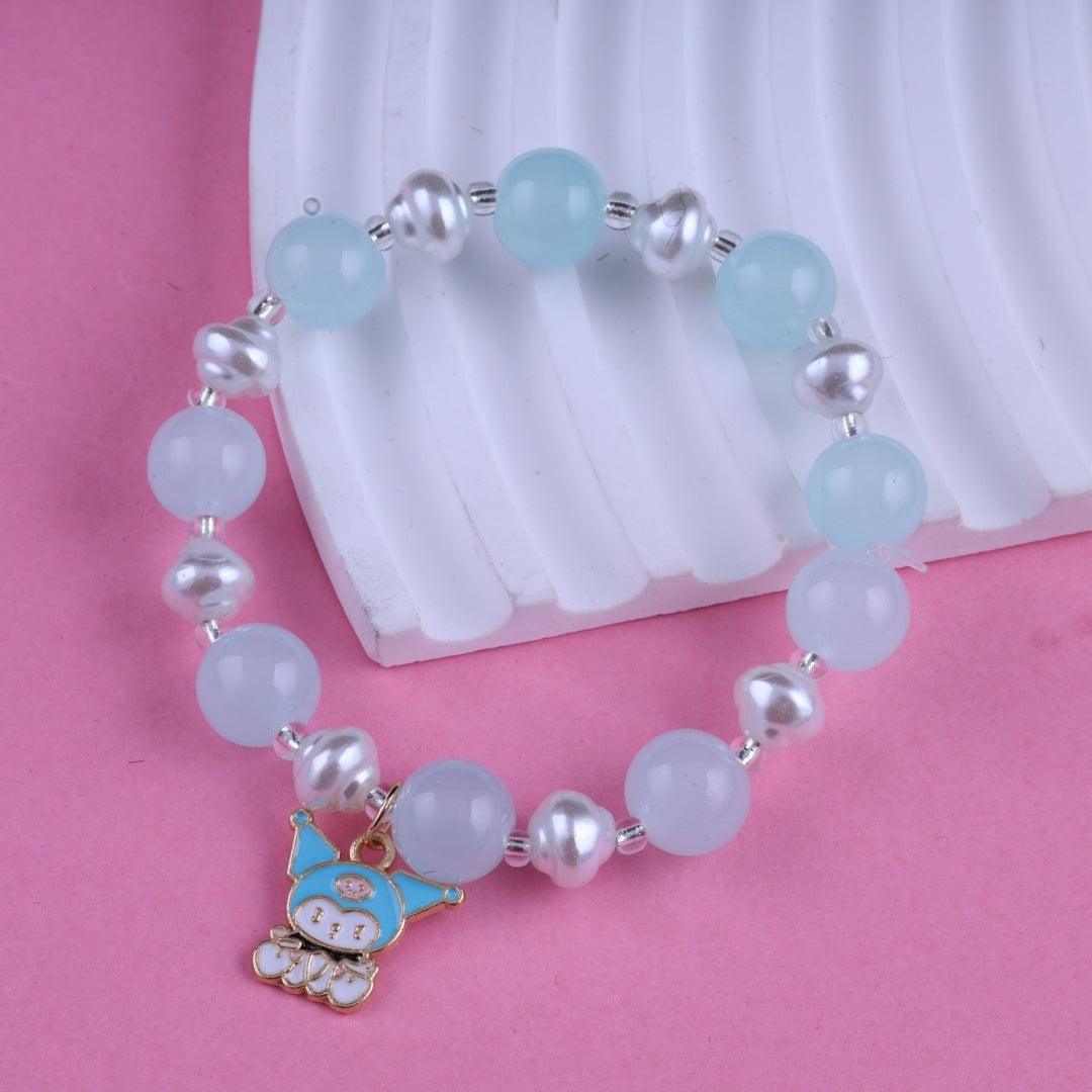 Aqua Beaded Charm Bracelet