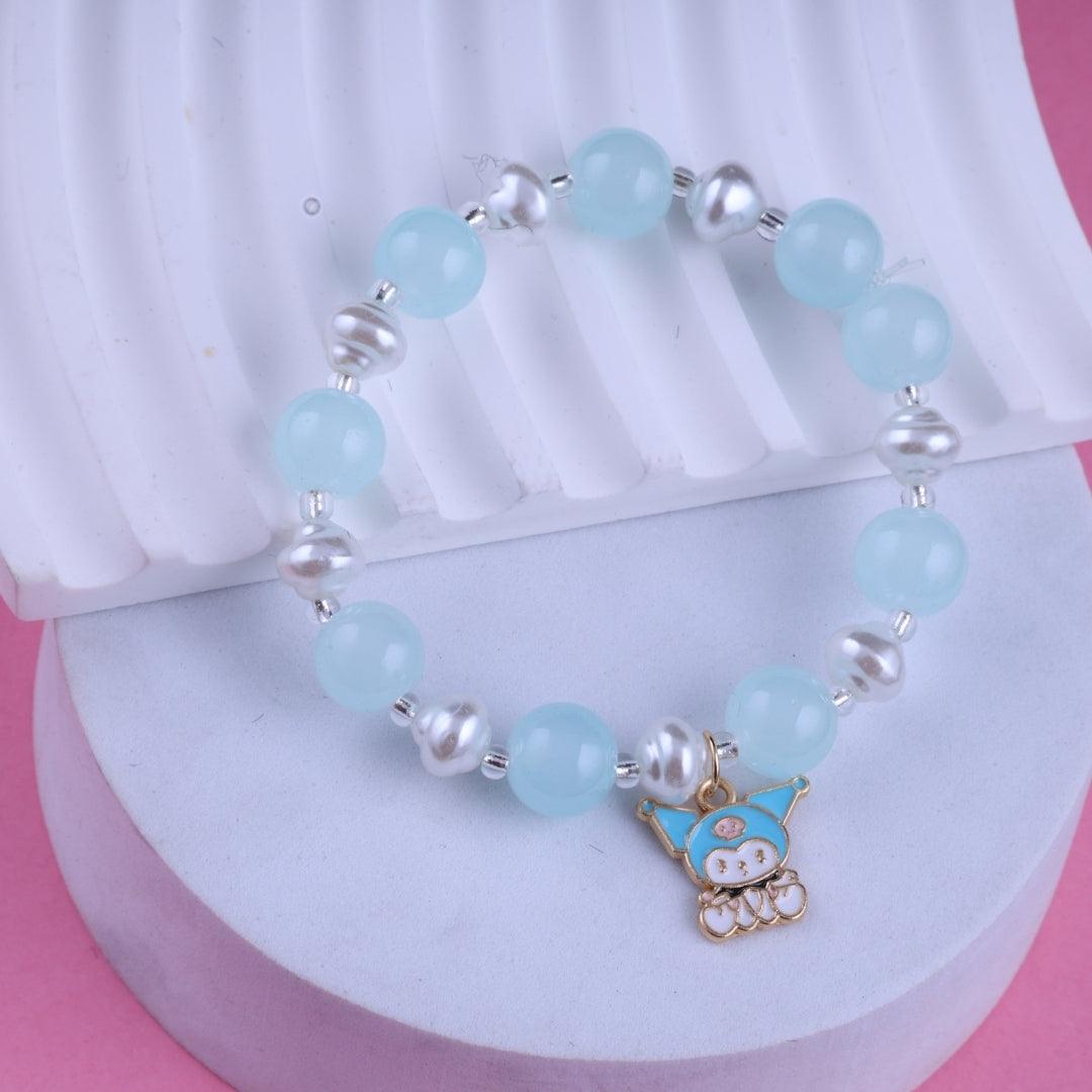 Aqua Beaded Charm Bracelet