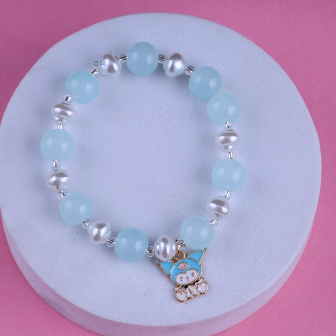 Aqua Beaded Charm Bracelet