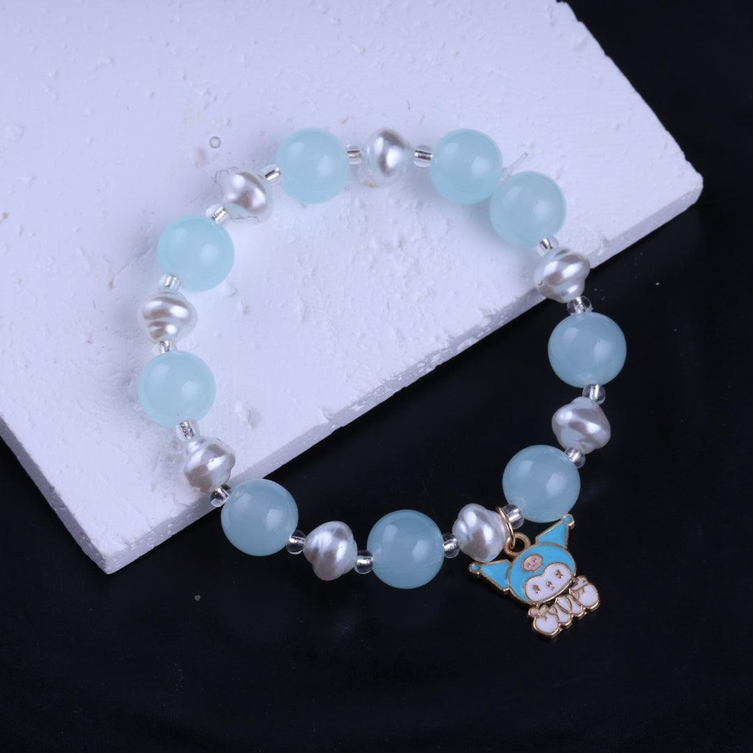 Aqua Beaded Charm Bracelet