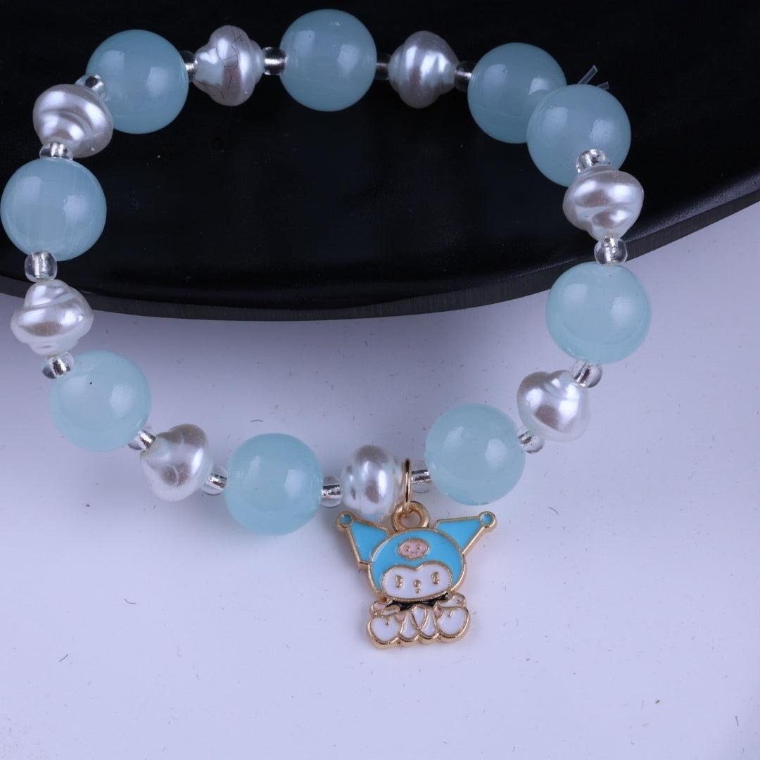 Aqua Beaded Charm Bracelet