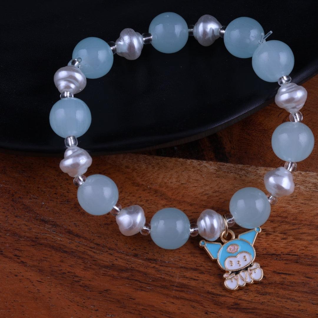 Aqua Beaded Charm Bracelet