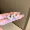 Shiny White Heart Hoop Earring