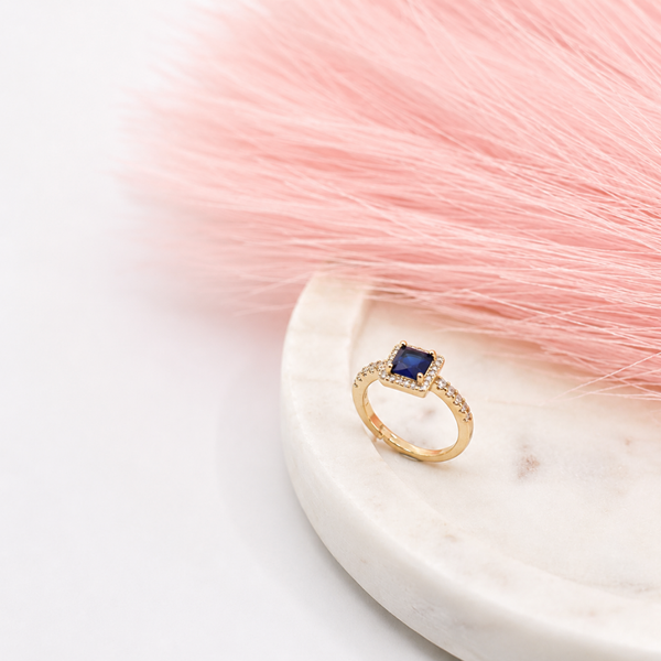 Blue Square Stone Ring