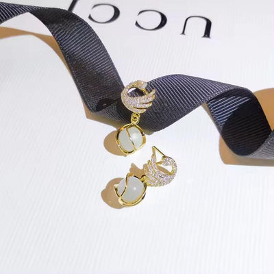Korean Pearl style Peacock and white Earring