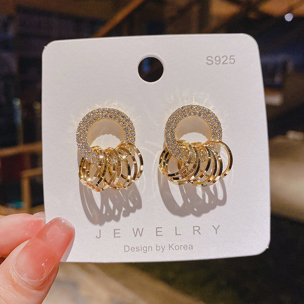 Rhinestone Circle Decor Earrings