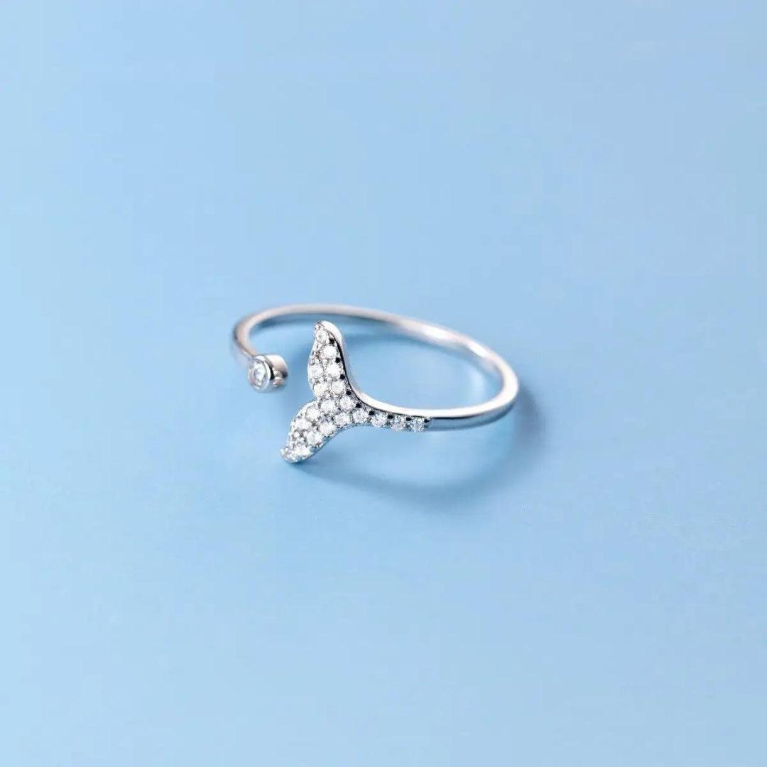 Silver Whale Tail Open Ring