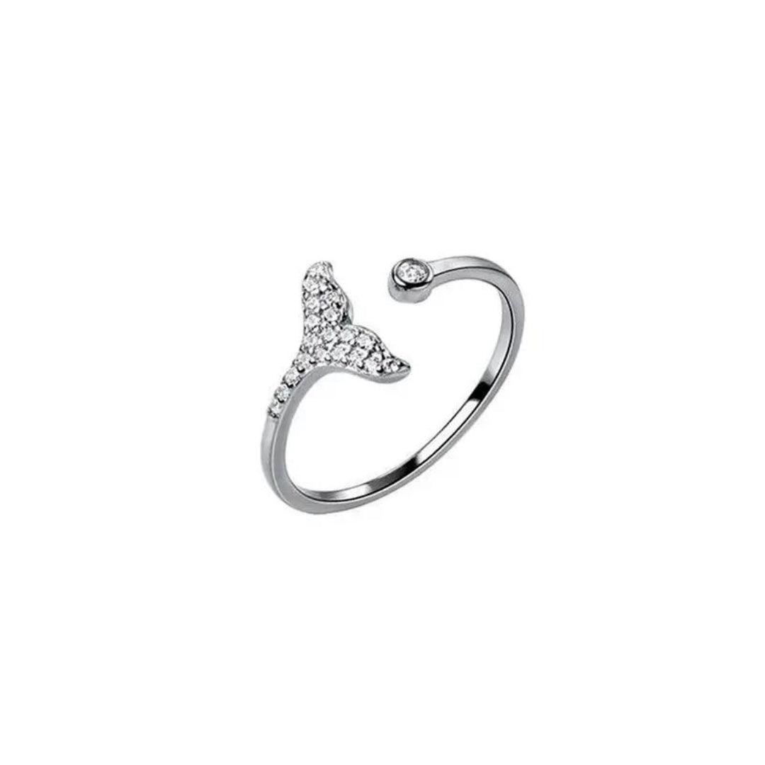 Silver Whale Tail Open Ring