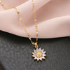 Gold Sunflower Flower Pendant Necklace