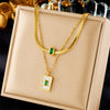 Cubic Zirconia Necklace Green Stones