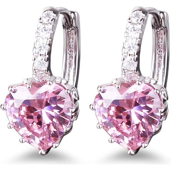Pink Heart Drop Earrings