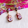 Gold Plated Purple Rhinestone Flower Earring
