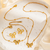 Gold Bow Necklace Bracelet Earrings Set