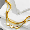 Golden Heart Charm Dual Chain Bracelet