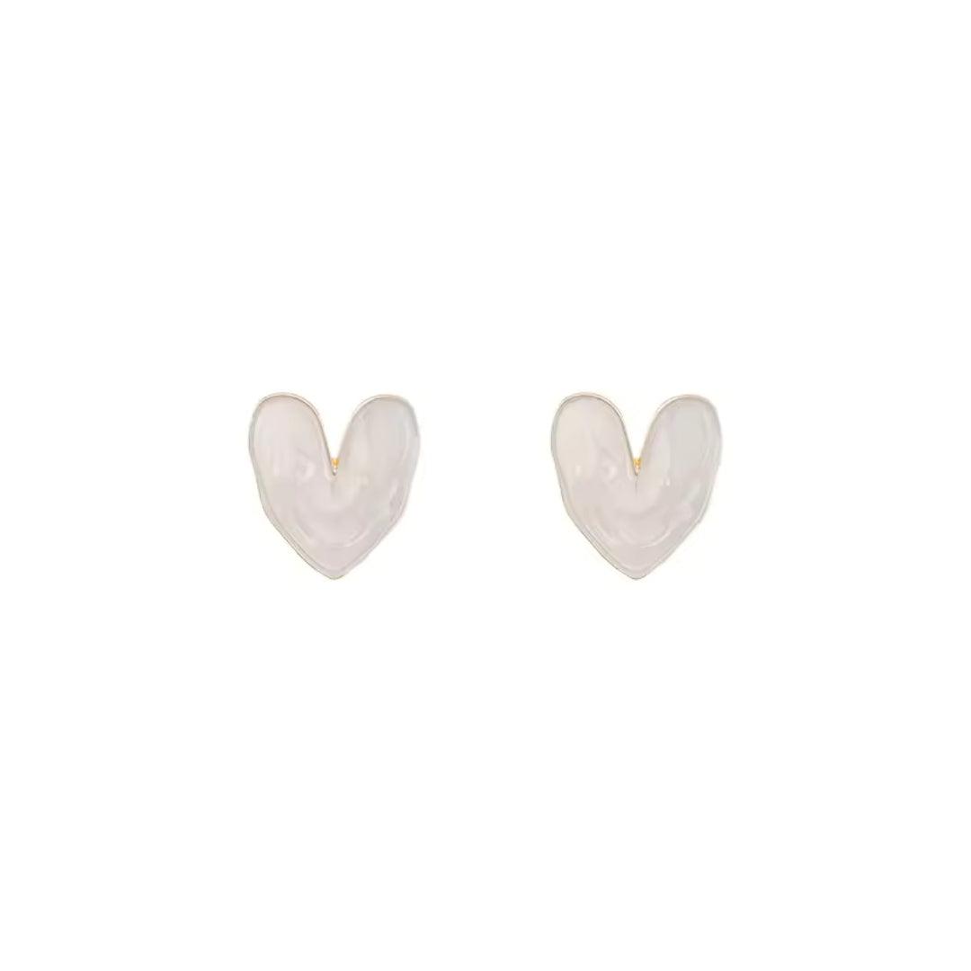 Mother-of-Pearl Heart Stud Earrings