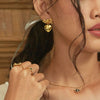 Anti Tarnish Cute Bow with heart dangler Earrings