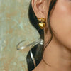 Anti Tarnish Cute Bow with heart dangler Earrings