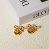 Anti Tarnish Cute Bow with heart dangler Earrings