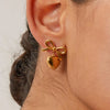 Anti Tarnish Cute Bow with heart dangler Earrings