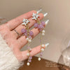 Purple Flower Beed Tassel Earrings