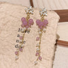 Purple Flower Beed Tassel Earrings