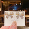 New Bow Shaped Pearl Zircon Stud Earrings