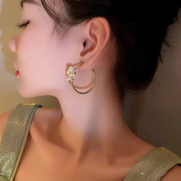 Crystal Circle Bow Earrings