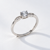 S925 Silver Classic Round Solitaire Adjustable Ring