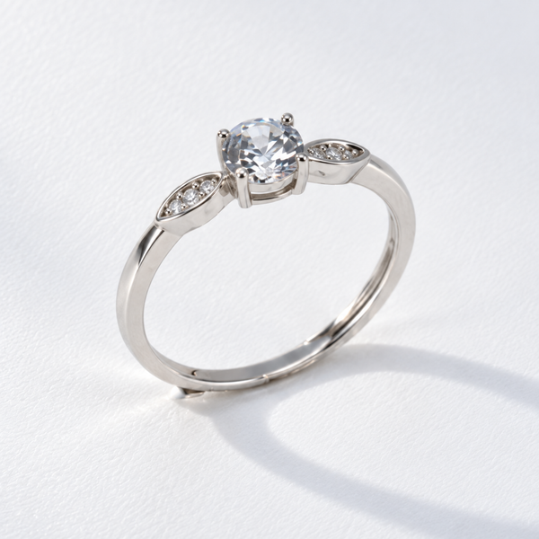 S925 Silver Classic Round Solitaire Adjustable Ring