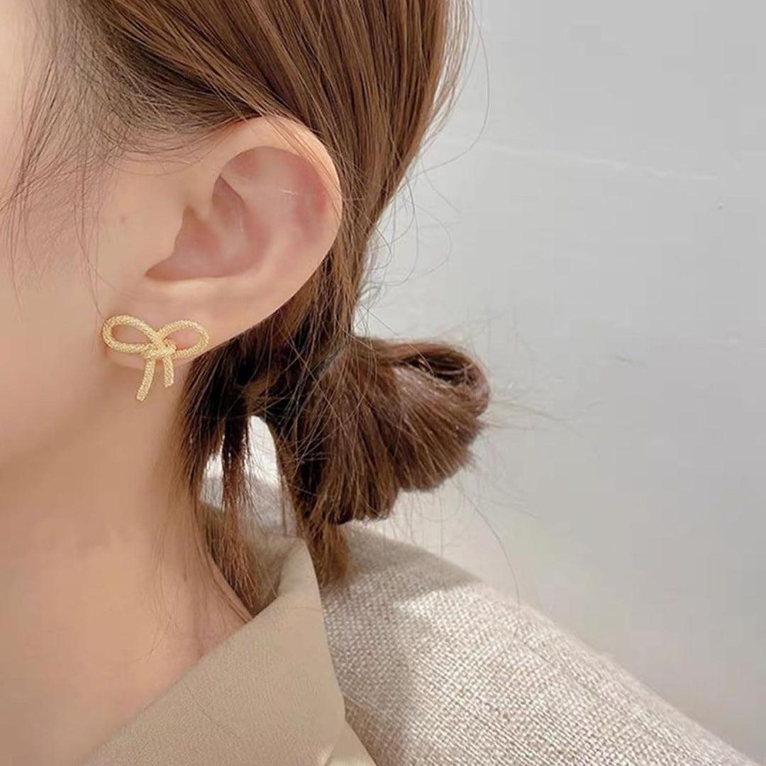 Gold Bow Knot Stud Earrings