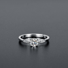 S925 Silver Classic Round Solitaire Adjustable Ring