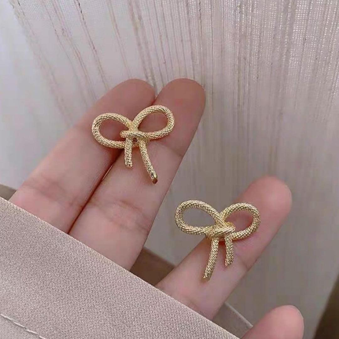 Gold Bow Knot Stud Earrings