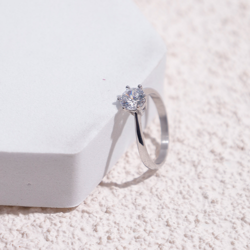 S925 Silver Classic Six-Prong Solitaire Adjustable Ring Alternate