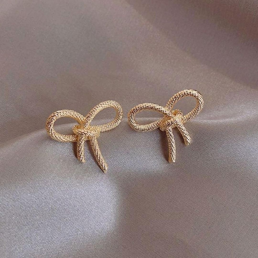 Gold Bow Knot Stud Earrings