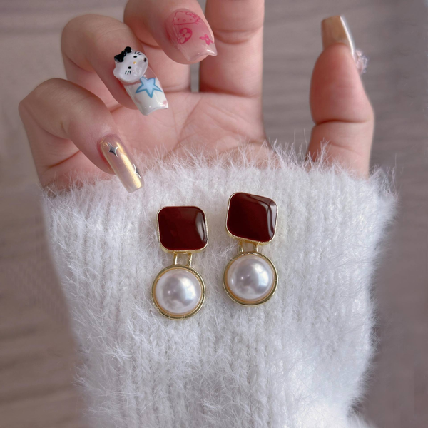 Cubic Red Drop Earring