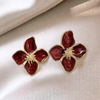 Maroon Flower Earring