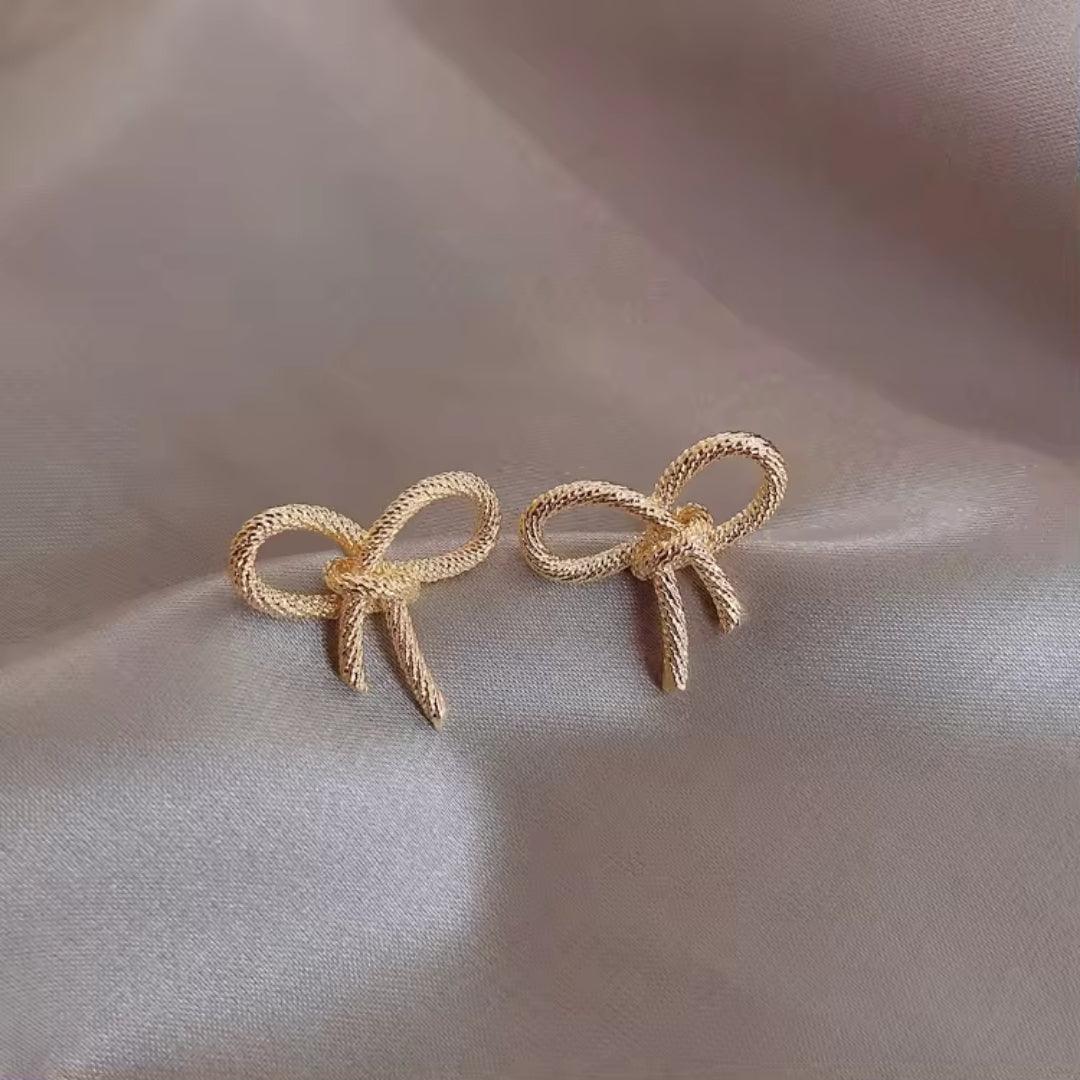 Gold Bow Knot Stud Earrings