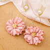 Pink flower drop earring