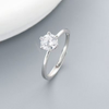 S925 Silver Classic Six-Prong Solitaire Adjustable Ring