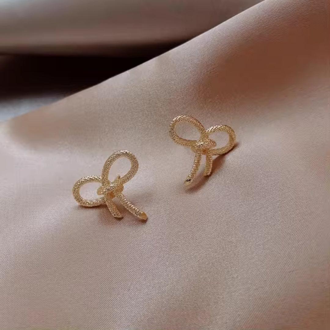 Gold Bow Knot Stud Earrings