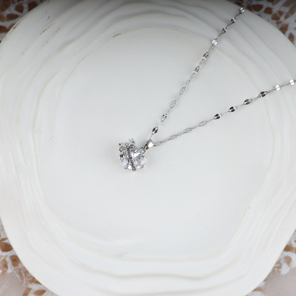 Love white heart necklace